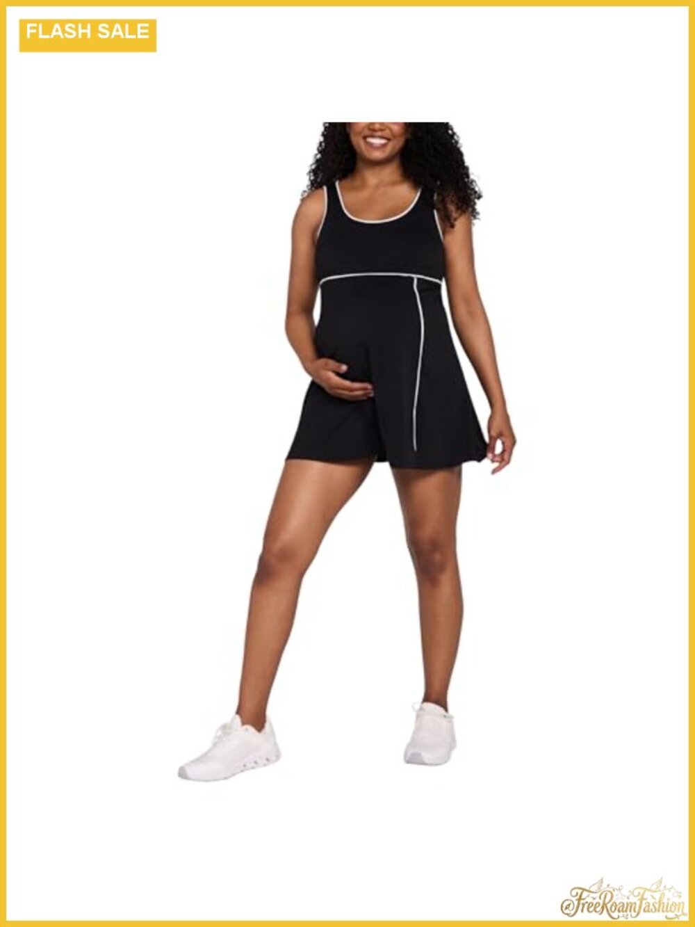 Maternity Active Scoop Neck Tennis Dress Built-in Shorts Side Pockets